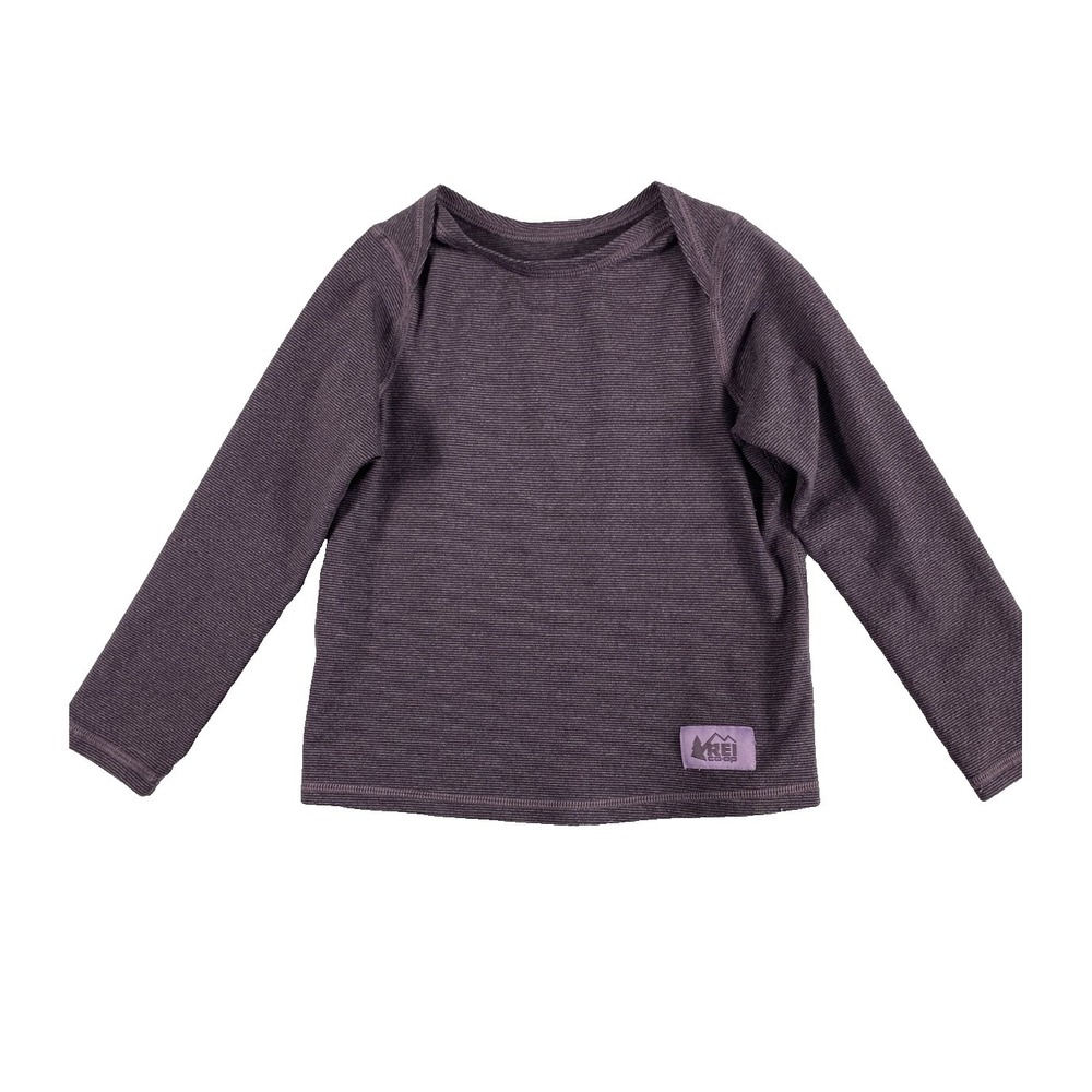 REI Co-Op Base Layer Top Toddler Sz 2T Purple Striped Long Sleeve Winter